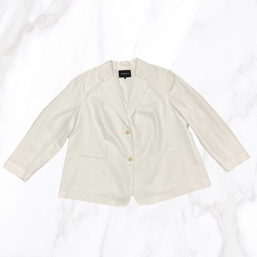 NWOT Lafayette‎ 148 Women's White Linen Blend 2 Button Blazer, Size 22W